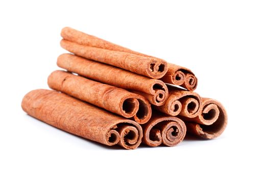 some cinnamon sticks isolated on white background