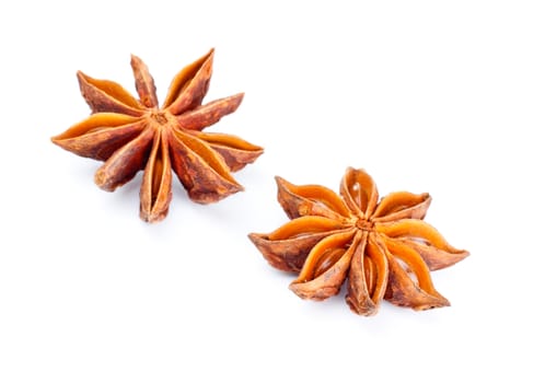 two star anise isolated on white background