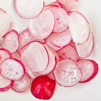 fresh radishes slices close up, healthy eating