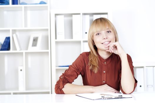 portrait of a beautiful woman who works in the office