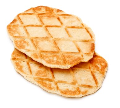 fresh crisp waffles isolated on white background