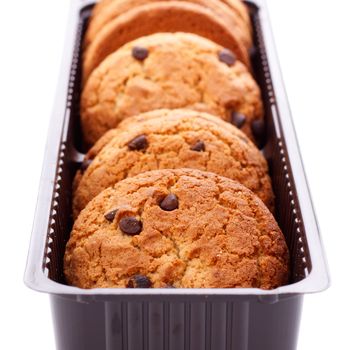 chocolate chip cookies isolated on white background