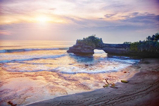 Pura Batu Bolong - small hindu temple near Tanah Lot, Bali, Indonesia  