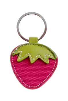 childish strawberry keychain isolated on white background