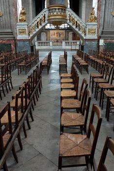 interior of a Gothic church in Paris, France