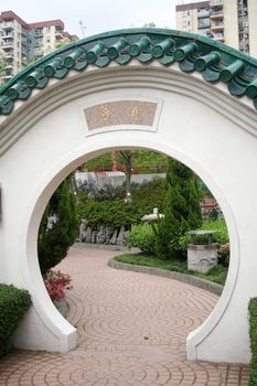 Chinese door in garden