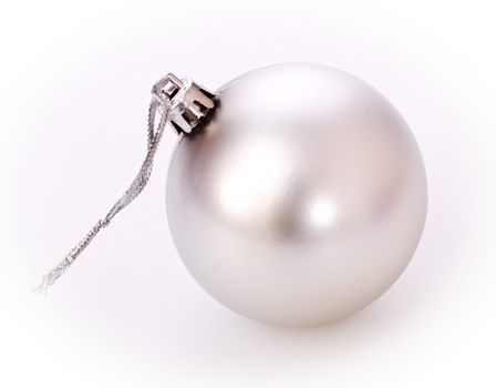 silver christmas ball isolated on white background