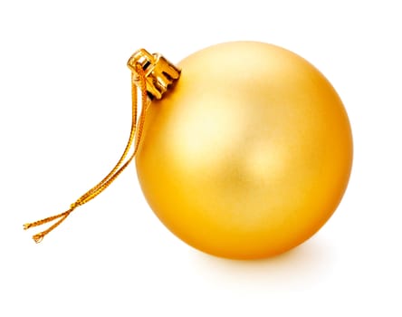 yellow christmas ball isolated on white background