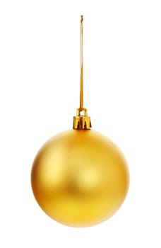 yellow christmas ball isolated on white background