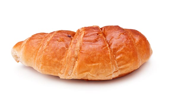 single fresh croissant isolated on white background
