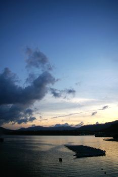 Sunset along the coast in Hong Kong