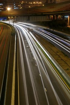 Light trails in Hong Kong at night