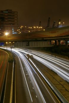 Light trails in Hong Kong at night