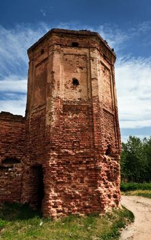 old castle ruins at sunny summer day