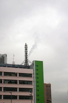 Chimney in industy with pollutants