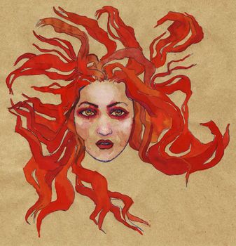 redhead woman watercolor