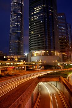 Traffic in Hong Kong at night