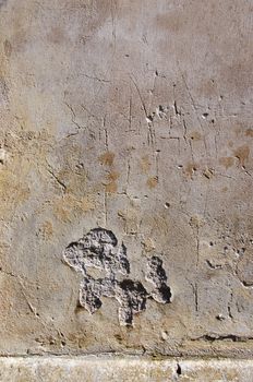 Grunge vintage abandoned building collapsing brick wall background closeup fragment.