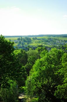 aerial view rural landscape at summer day