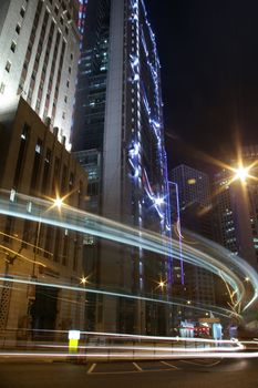 Night traffic in Hong Kong