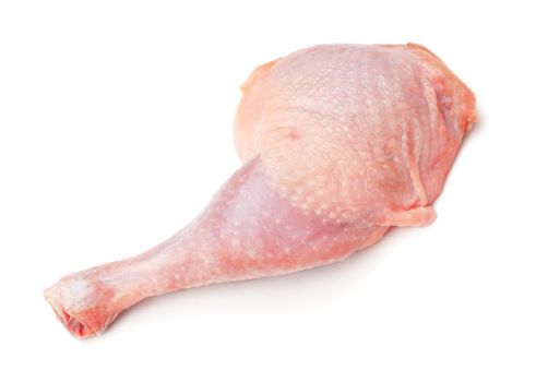fresh chicken thigh isolated on white background