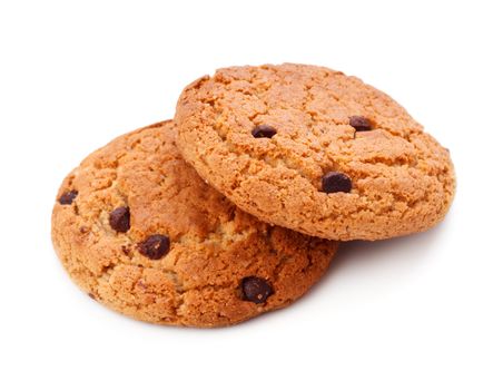 chocolate chip cookies isolated on white background