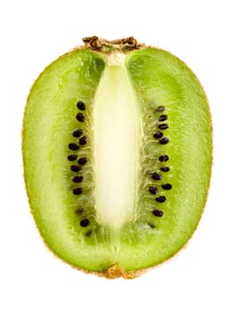 fresh green kiwi slice isolated on white, closeup