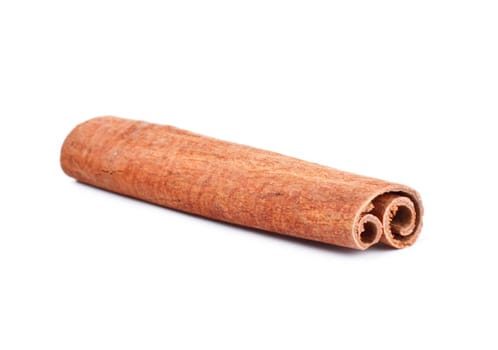 single cinnamon stick isolated on white background