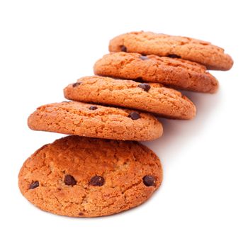 chocolate chip cookies isolated on white background