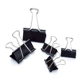 black binder clips isolated on white background