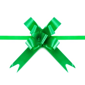green bow and ribbons isolated on white