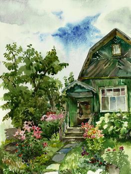 country summerhouses watercolor