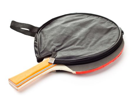 table tennis racket in cover isolated on white