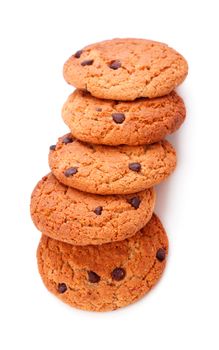 chocolate chip cookies isolated on white background