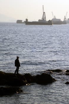 Fisherman along the coast