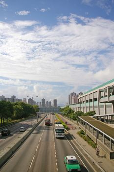 Traffic in Hong Kong at day