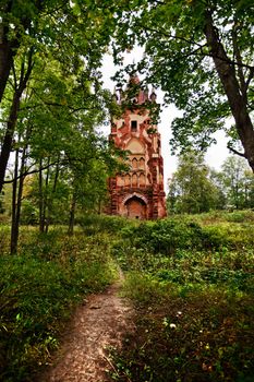 ruined tower Chapelle in Pushkin Town, Russia