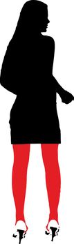 silhouette of a sexy girl with red stockings -  isolated vector illustration