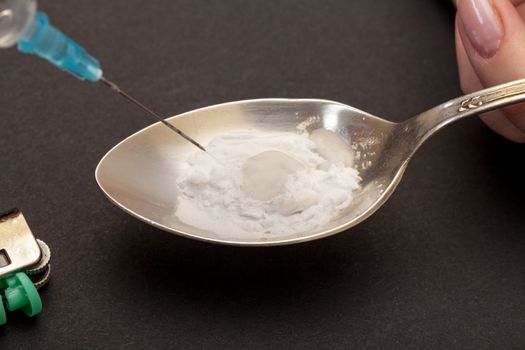 Drugs addict activities, preparation heroin