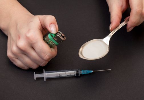Drugs addict activities, preparation heroin