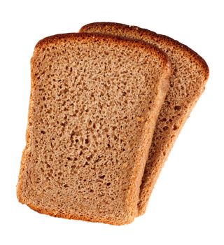 slices of rye bread isolated on a white background