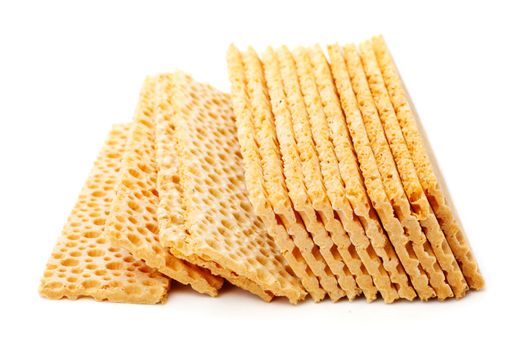 healty crunchy crackers isolated on white background