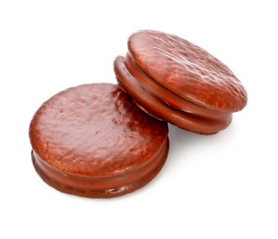 fresh chocolate biscuits isolated on white background