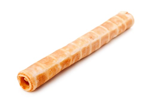 cream wafer rolls isolated on white background