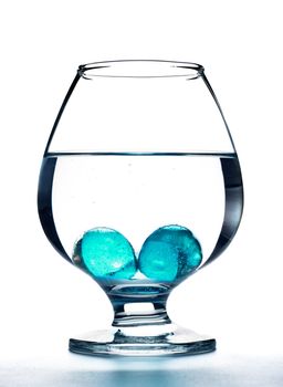 mineral water glass with decorative color stones