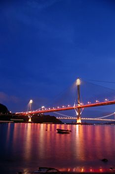 Ting Kau Bridge at night in Hong Kong