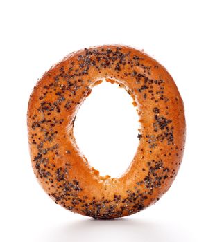 bagels with poppy seeds isolated on white background