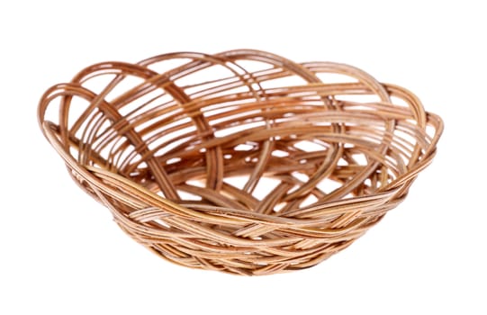 empty wicker basket isolated on white background