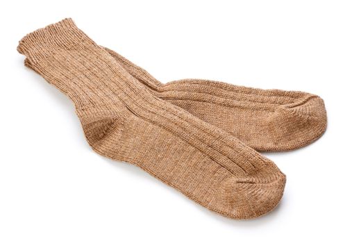 woollen socks pair isolated on white background