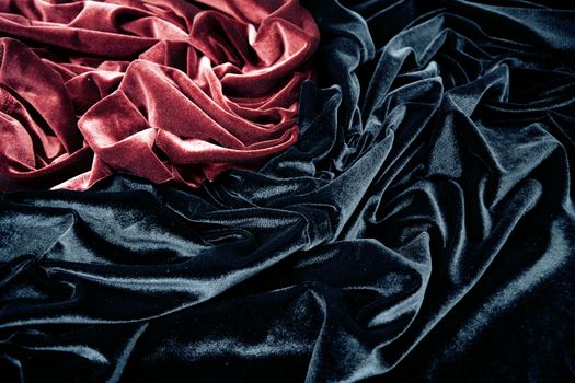dark red and black glossy velvet is formative folds and light-shadow picture